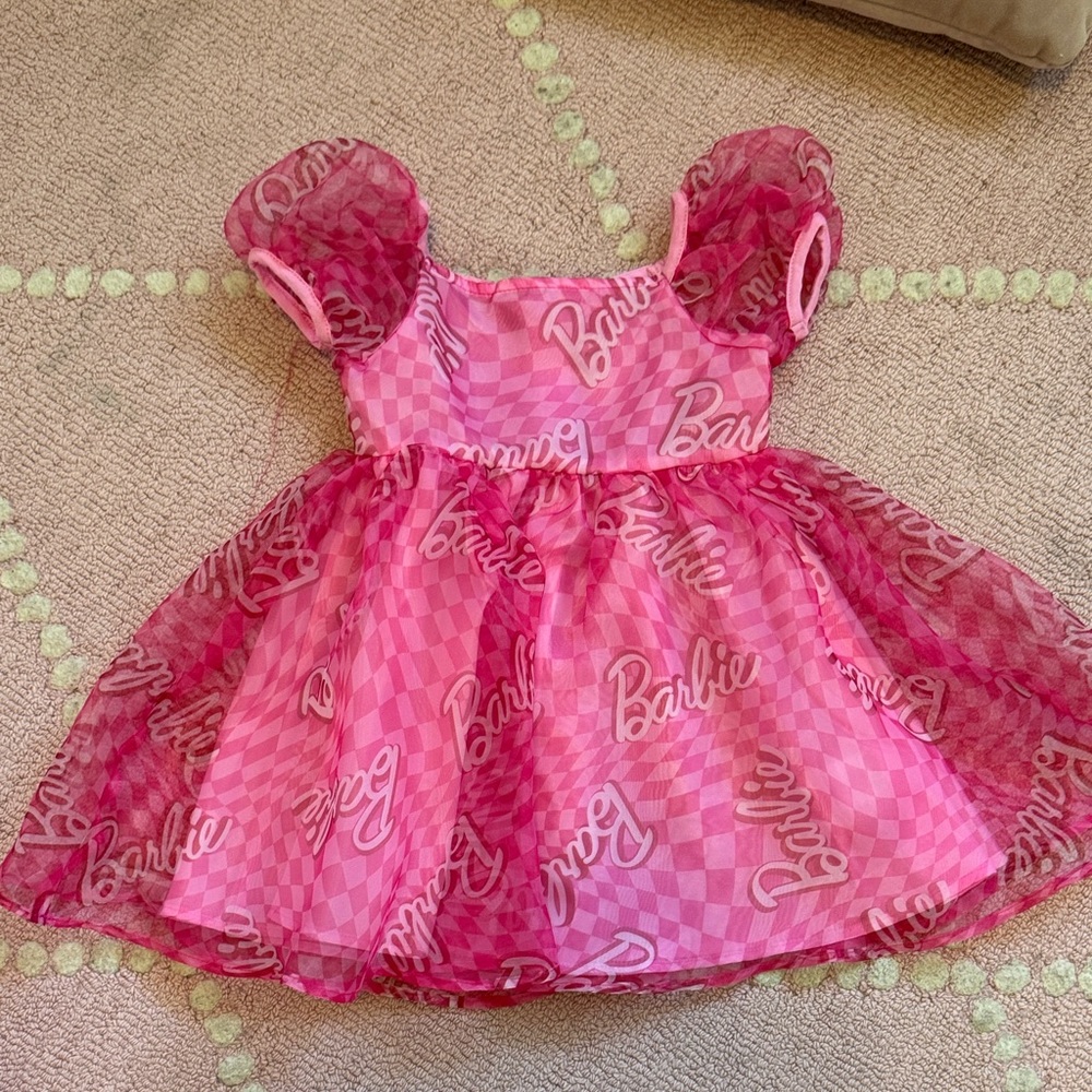 Barbie Pink Logo Dress with Puffy Sleeves